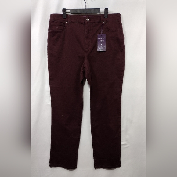 NWT Gloria Vanderbilt Amanda Jeans Womens 16 Burgundy Retro 90s Y2K Minimalist - Picture 1 of 10